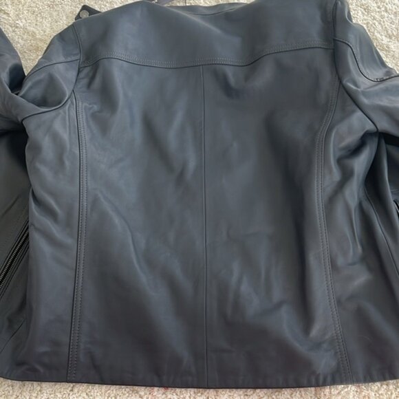 NWT MICHAEL KORS MENS Genuine Lambskin Leather dark gray Racer 💗💗💗💗💗💗 - Picture 11 of 11